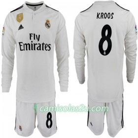 Camisolas de Futebol Real Madrid KROOS 8 Criança Equipamento Principal 2018/19 Manga Comprida